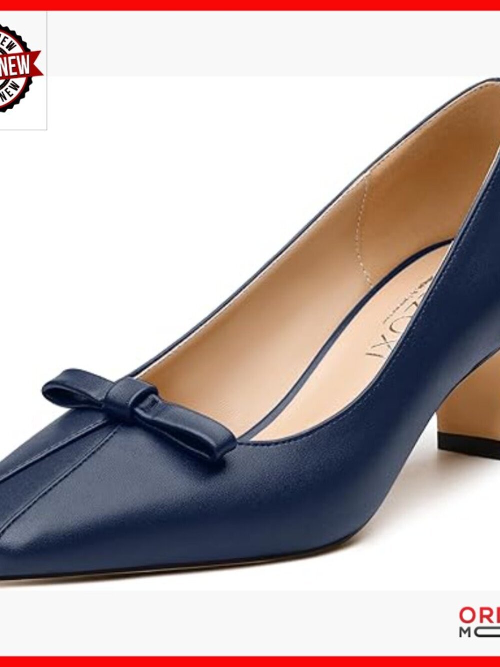 Square Toe Bow Accent Chunky Heel Pumps 2.5 Inch Block Heel Dress Shoes
